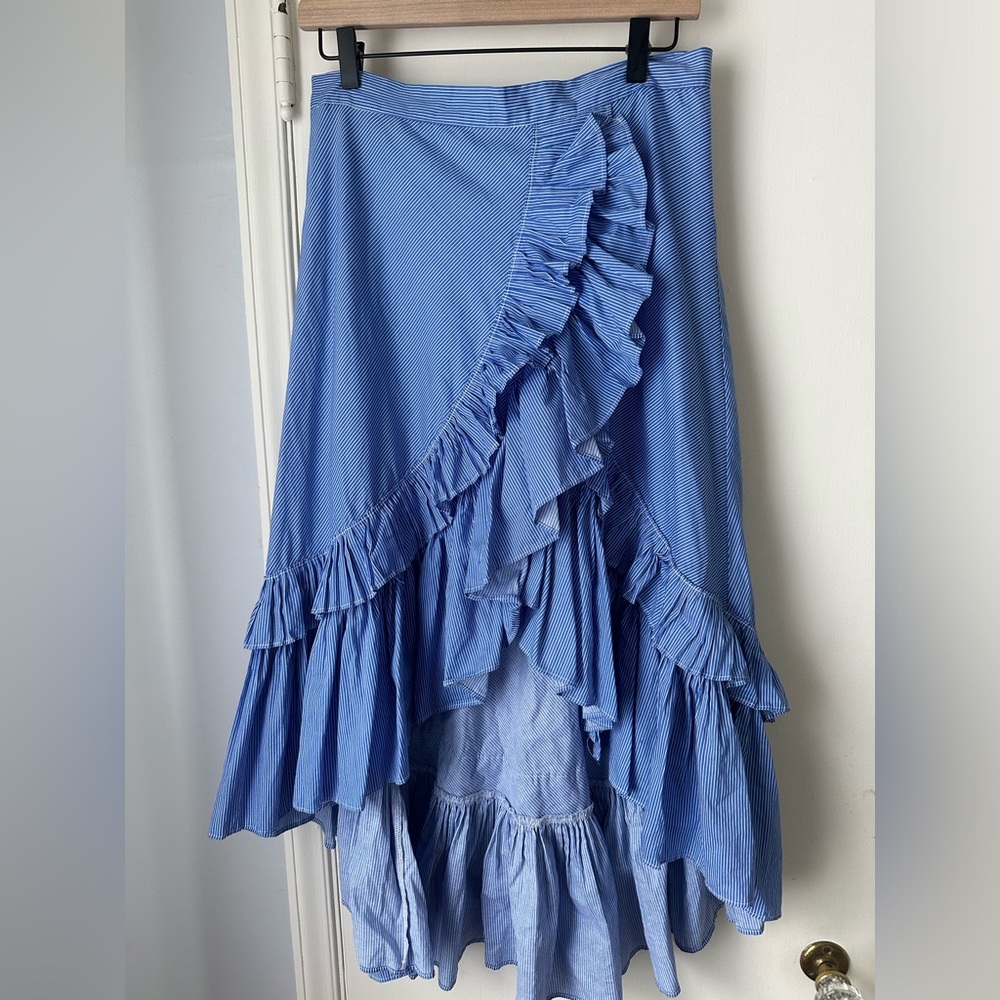 Chicwish Applause of Ruffle Tiered Frill Hem Skirt in Blue Stripes - Picture 7 of 7